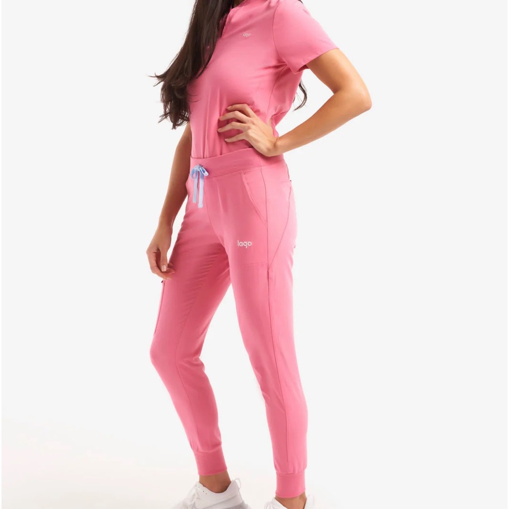 Lago Pink Scrub Set Top and Bottom